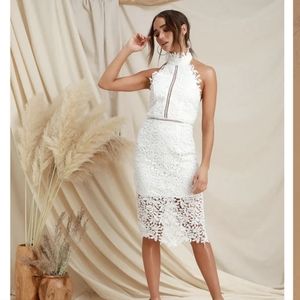Lulu's White Midi Cutout Halter dress